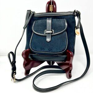 DOONEY & BOURKE Black Crossbody Bag Canvas Leather Trim  Letter Carrier